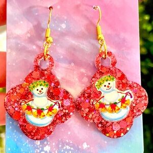 Lisa Frank Inspired Snowman Earrings